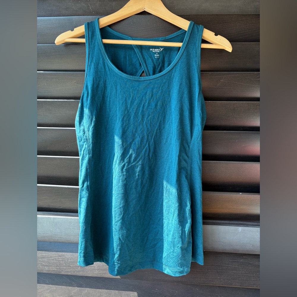 Old Navy Women’s Active Teal Tank Top Size Medium Split Back